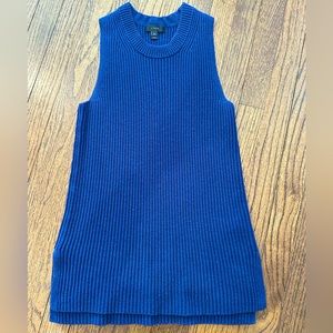 J Crew Blue Ribbed Sleeveless Sweater Top